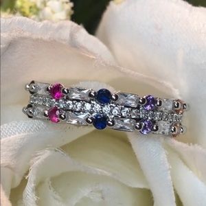 New! 925 stamped silver multi gemstone ring size 8